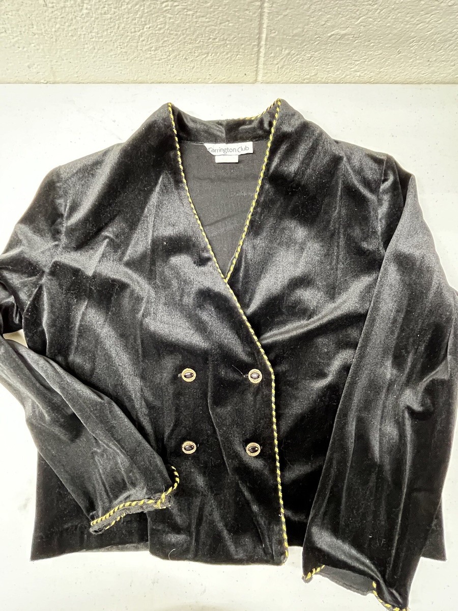Carrington Club Dress Jacket Sz XL Velvet Feel With Vintage Gold