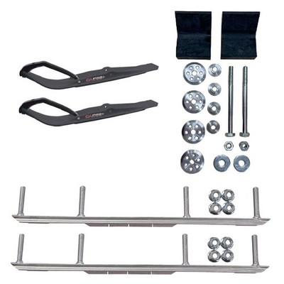 C&A Pro Black Razor Snowmobile Skis w/ 9'' Shaper Bars Complete Kit Polaris 2012+