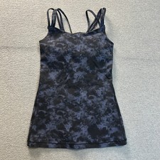 CRZ YOGA Tank Top Womens XS NWT Built In Bra Strappy Blue Smoke Yoga Active