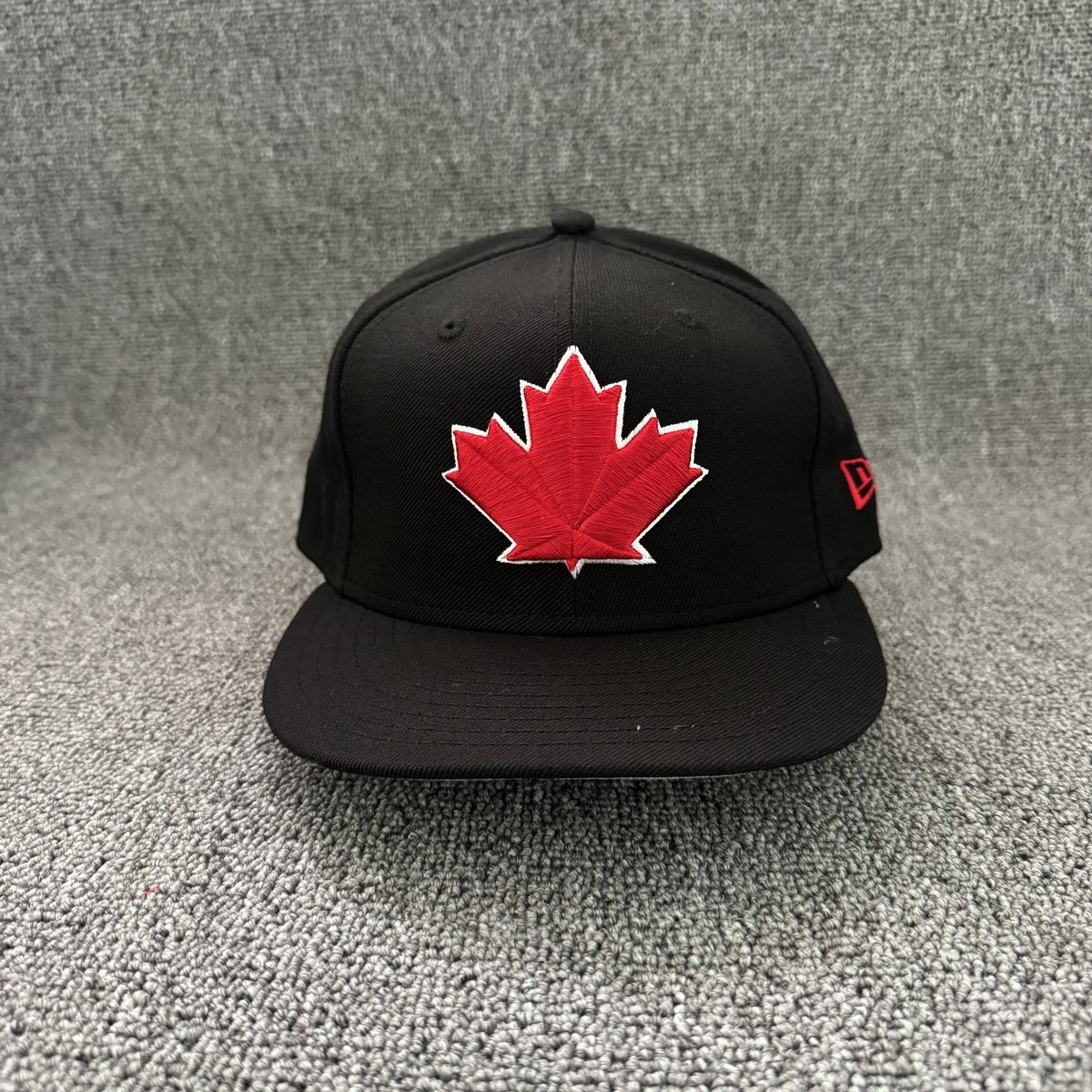New Era Canada Maple Leaf Black Flat Brim Hat Red Logo