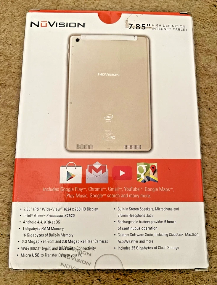 16 GB Android HD Tablet Intel 7.85" NuVision Gold & White TM785M3 - Image 2 of 4