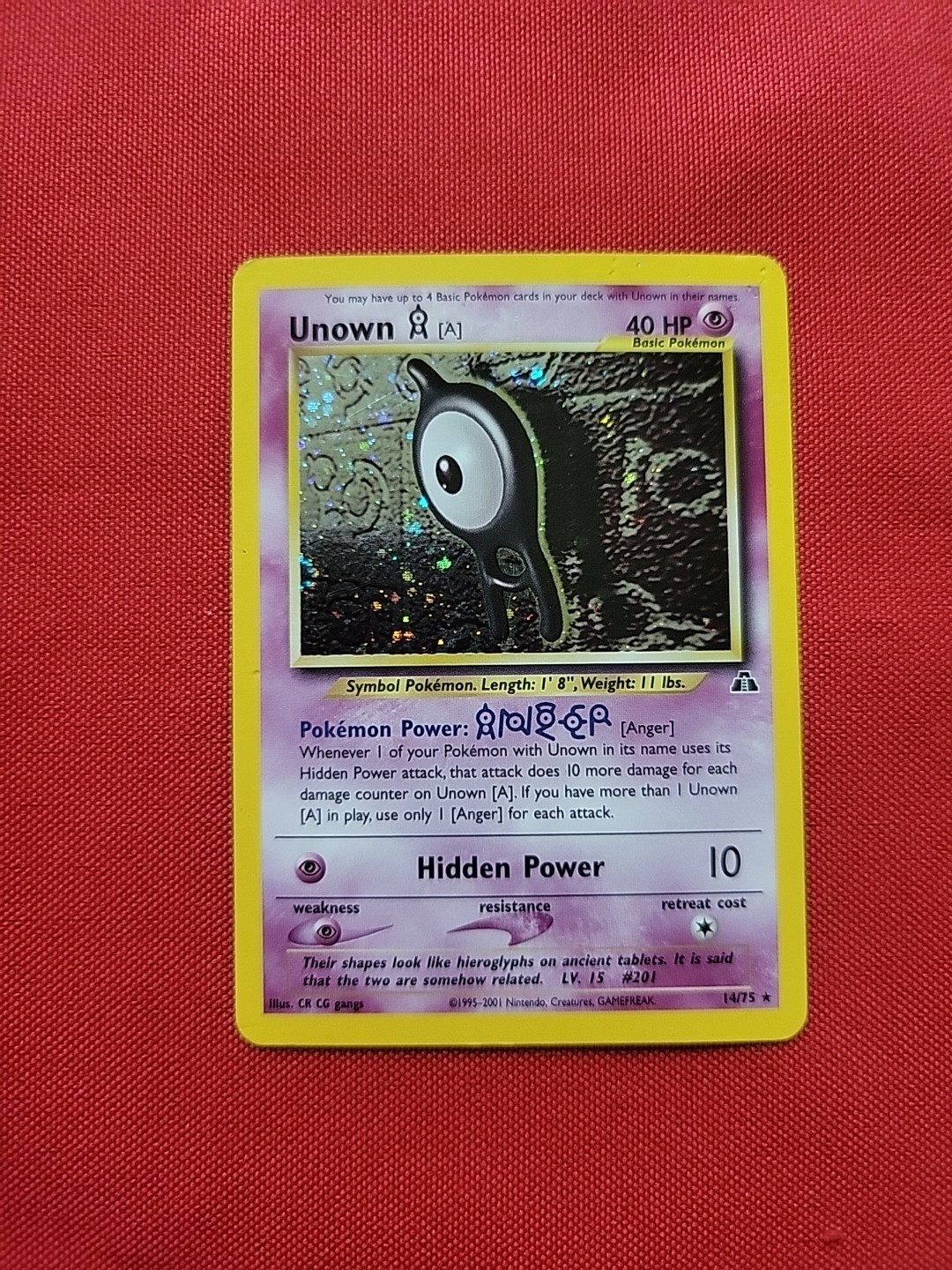 Pokémon: Unown #14/75 Holo Rare Neo Revelation 2000 WOTC Vintage - MP - F42