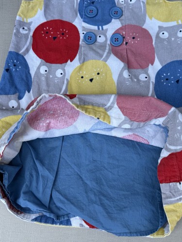 Mini Boden Corduroy Gray Cats and Primary Colored Owls Jumper Dress Size 4-5Y - Picture 3 of 12