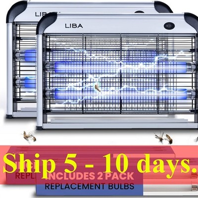 LiBa Electric Bug Zapper 2-Pack Indoor Insect Killer - 4 Extra Replacement Bu...