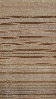 Brown Kilim Turkish Area Rug 5x8 Vegetable Dye Flat-weave Striped Carpet