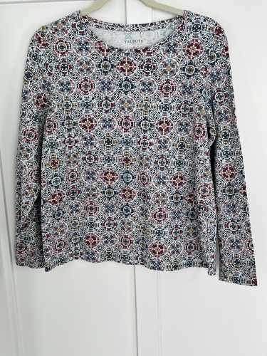 Talbots Women’s SZ M Mandala Print Long Sleeve T-shirt Tee Shirt Top - Picture 1 of 4