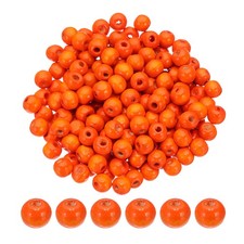 10mm Wooden Beads for Craft Making, 200 Pcs Loose Spacer Beads, Orange