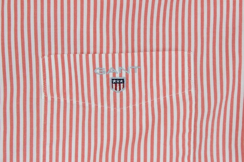 Gant Striped Shirt Mens Size L Orange Broadcloth Banker Regular Fit - Picture 4 of 15