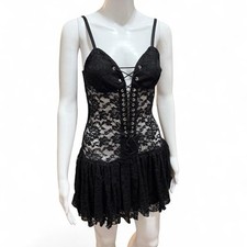 Fashion Nova Mini Lace Ruffles Dress, S