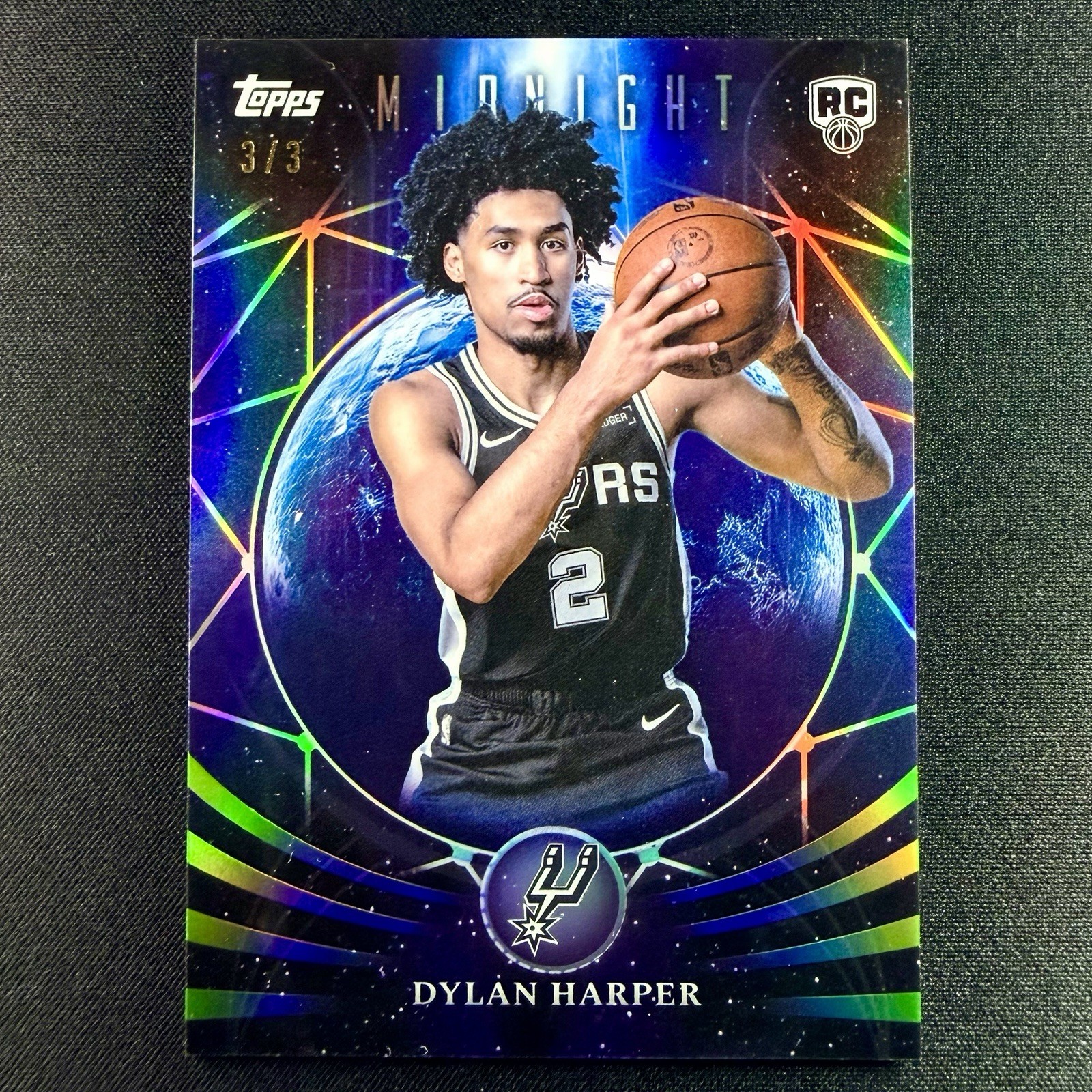 DYLAN HARPER 2025-26 Topps Midnight Moonfall RC Witching Hour Rookie 3/3 Spurs