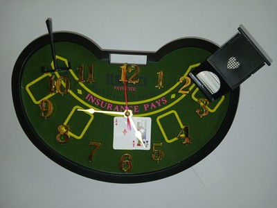 Blackjack Wall Clock Casino Game Table Theme Modified Poker Roulette Slot Cards