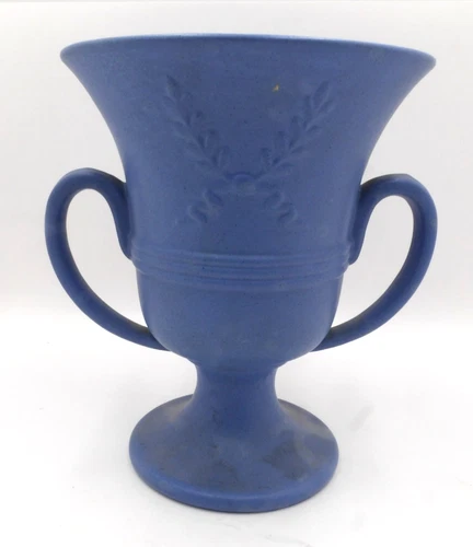 Red Wing Art Pottery #748 Royal Blue Fluted 2 Handle Vase Urn