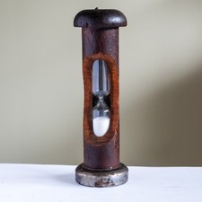 Antique Vintage wooden industrial bobbin egg timer wood and metal