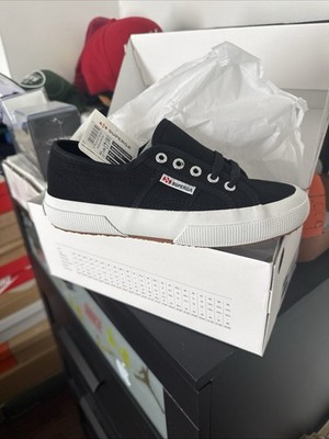 New Size 6W  Women's Superga  2750 Cotu Classic Black/White Sneakers  