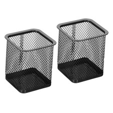 Mesh Pen Holder Pencil Holder Pencil Basket Pen Cup Organizer Square, Black 2pcs