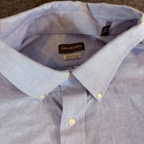 Van Heusen Shirt Mens 2XL Blue Long Sleeve Button Down Oxford 18.5-19 36/37 - Picture 4 of 8