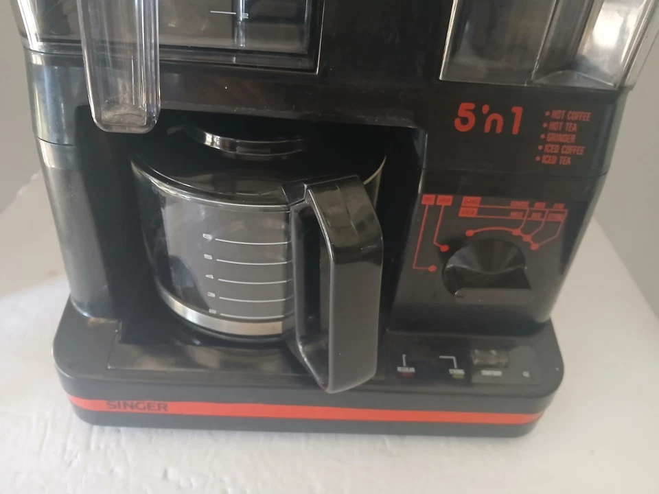 Cafetera Singer 5 en 1 Ahorro de Espacio Máquina de Goteo Molinillo Té Helado Negro Foto 2 de 4