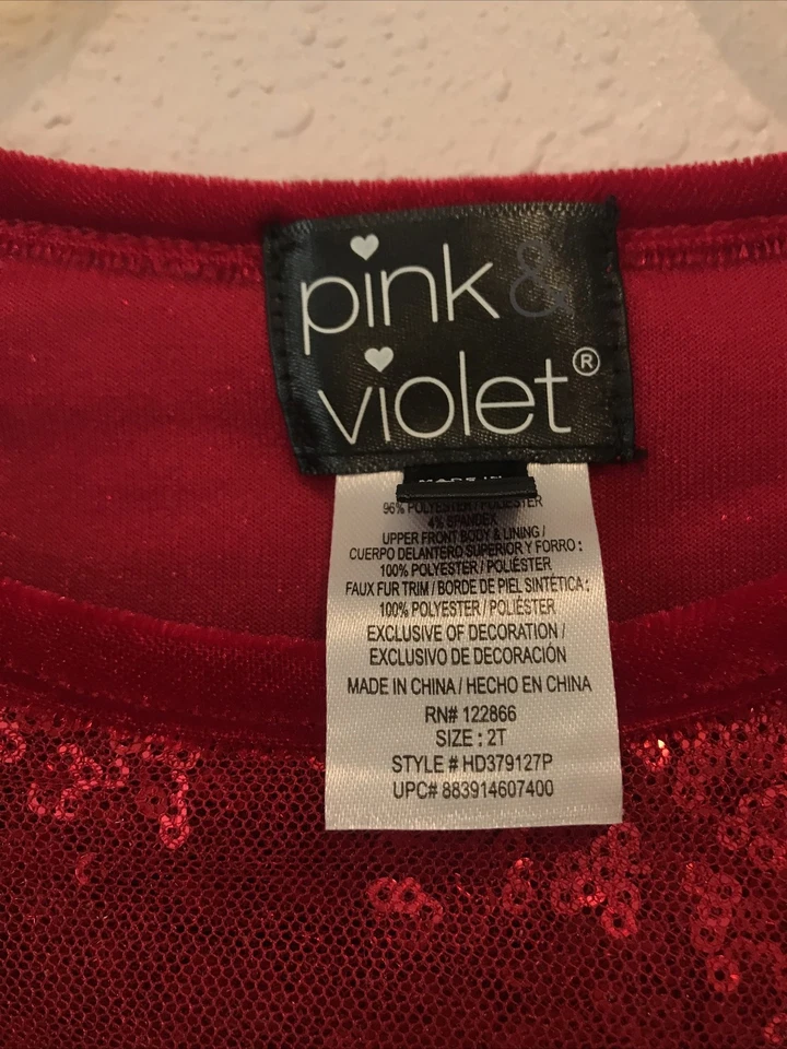 Vestido de veludo rosa e violeta feminino tamanho 2T férias com bolsa para gato, vermelho/branco - Imagem 4 de 4