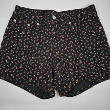 Vintage 1997 Levi  s Strauss Women Black Floral Shorts Mid Length Sz 28 90s NWOT