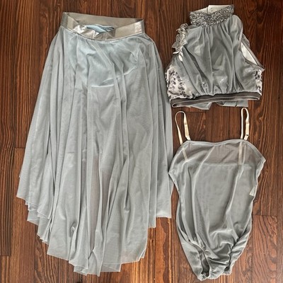 Ballet Dance Costume Costume Curtian Call 5578 Size AME Grey 3 Piece