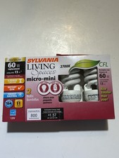 NEW In Package 2 Sylvania Micro-Mini CFL Bulbs Reg/Medium Base 13W Soft White
