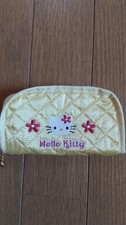 Hello Kitty Mini Pouch Pill Case Quilted Design with Floral Embroidery