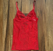 Victoria's Secret Red Lace Chemise Slip Lingerie Size Medium