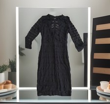 Lipsy Black Dress Size 10 Ruffle Lace Bodycon  Cocktail Cruise Evening New