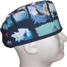 Jaws Black Scrub Hat Chemo Cap