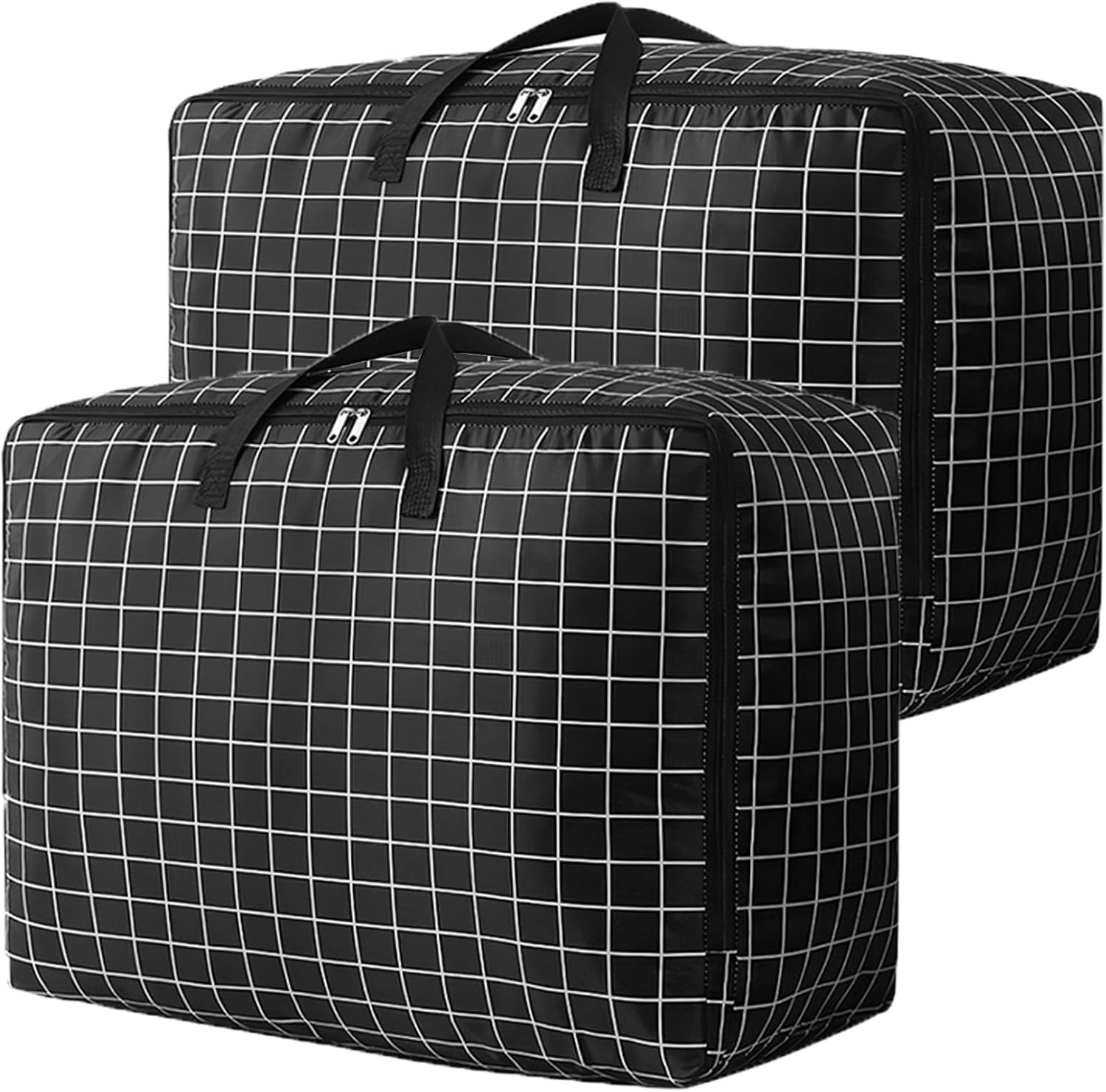 2 Pcs 105L Moving Bag，Large Storage Bag with Zips for Clothes Bedding Duvet Quil