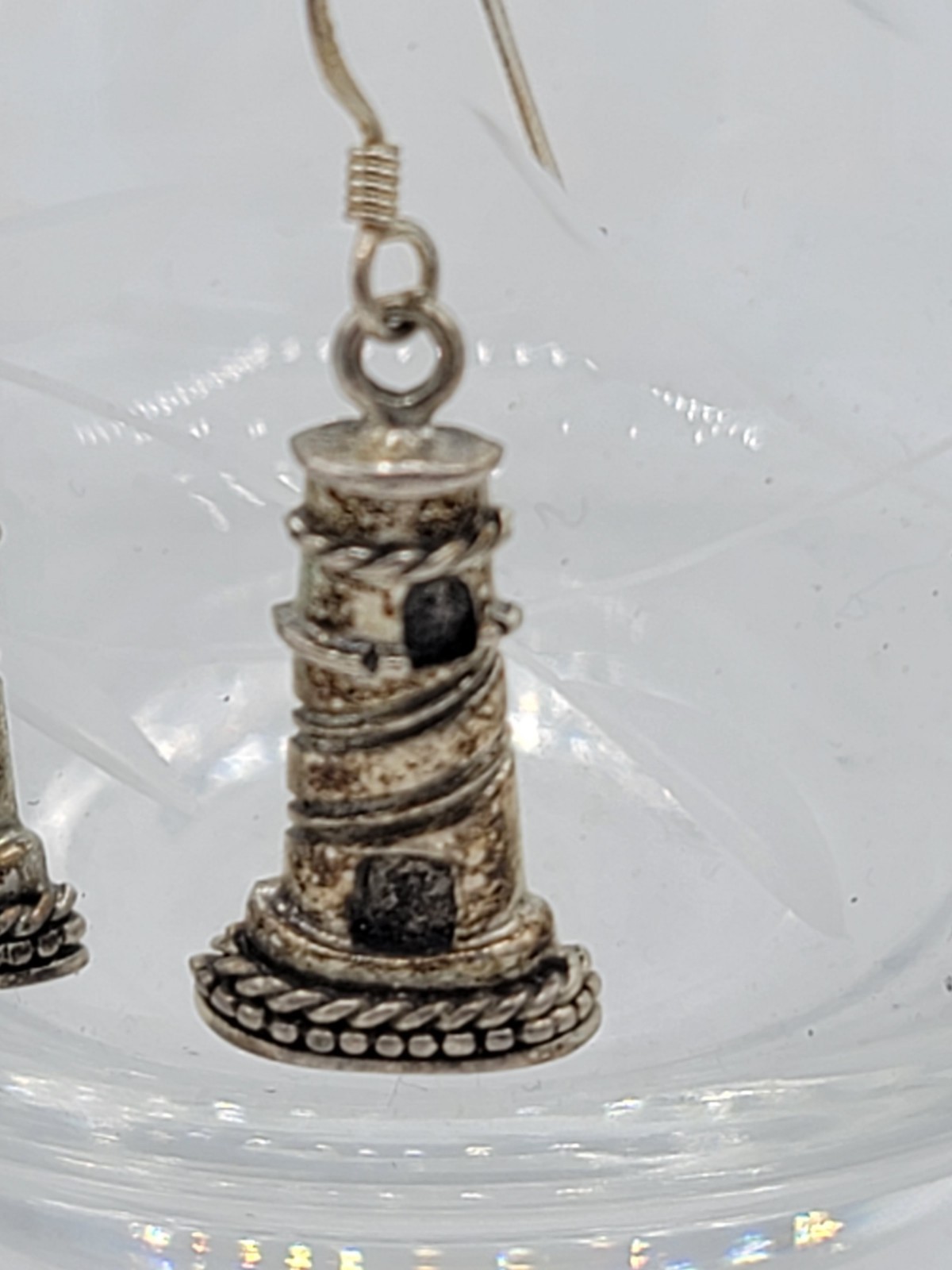 Sterling Silver Lighthouse Dangle Earrings 3D Nau… - image 4