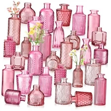  Pcs Vases Bulk Colored Flower Glass Vases Bud Vintage Colored 30 Pink Series