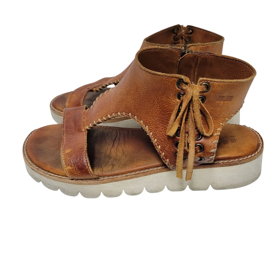 Sandálias femininas plataforma de couro BED STU Zoe tamanho 8,5 - Imagem 4 de 4