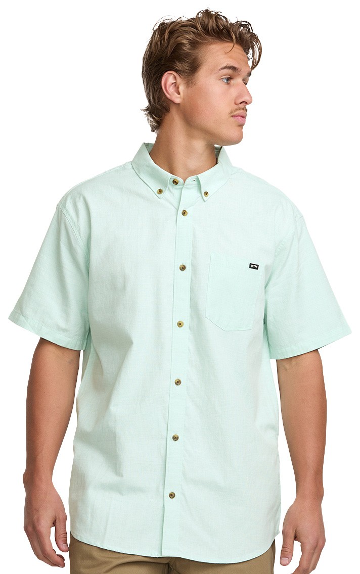 Billabong All Day SS Button Down Shirt - Seaglass Green - New 9790₽