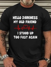 Men'S Plus Size Casual Short Sleeve T-Shirt - Hello Darkness My Old Friend I St