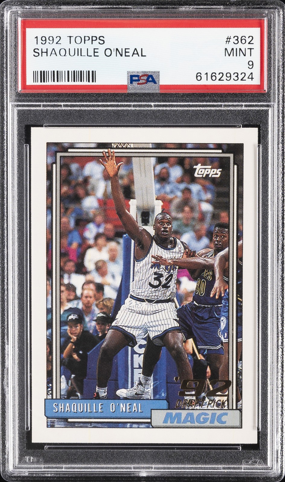 1992 TOPPS #362 SHAQUILLE O'NEAL ROOKIE RC PSA 9