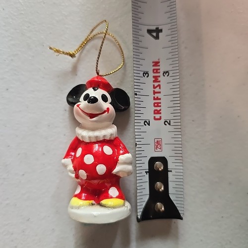 Vintage Disney Mickey Mouse Christmas Ornament Red White Polkadot Clown Outfit - Picture 2 of 4