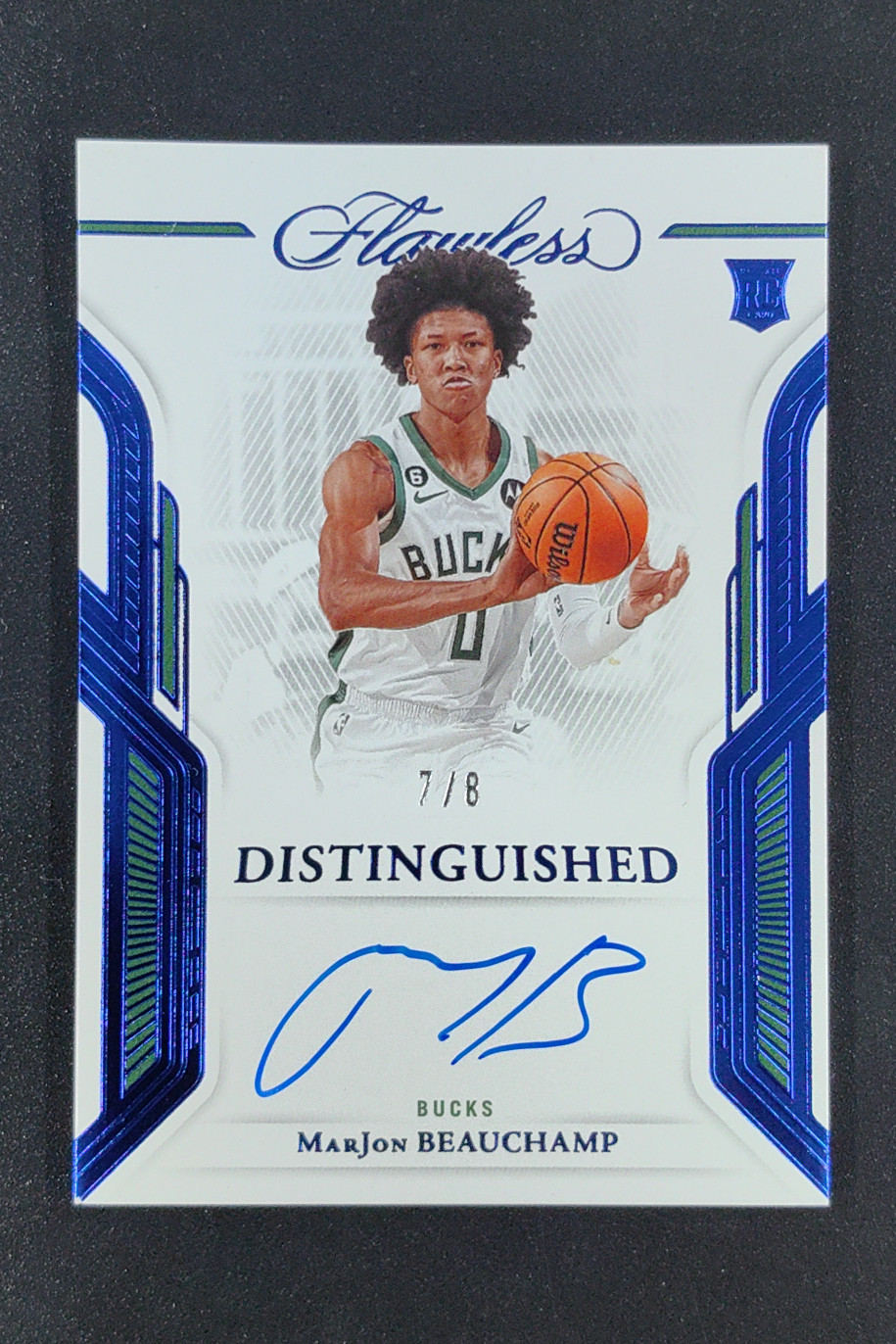 2022-23 Panini Flawless MarJon Beauchamp Distinguished Auto Blue RC /8 Bucks