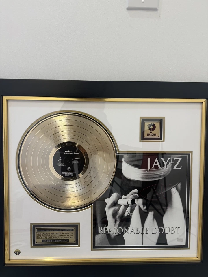 Jay Z Framed wood Reproduction Signature LP Record Display.   - Image 3 of 4