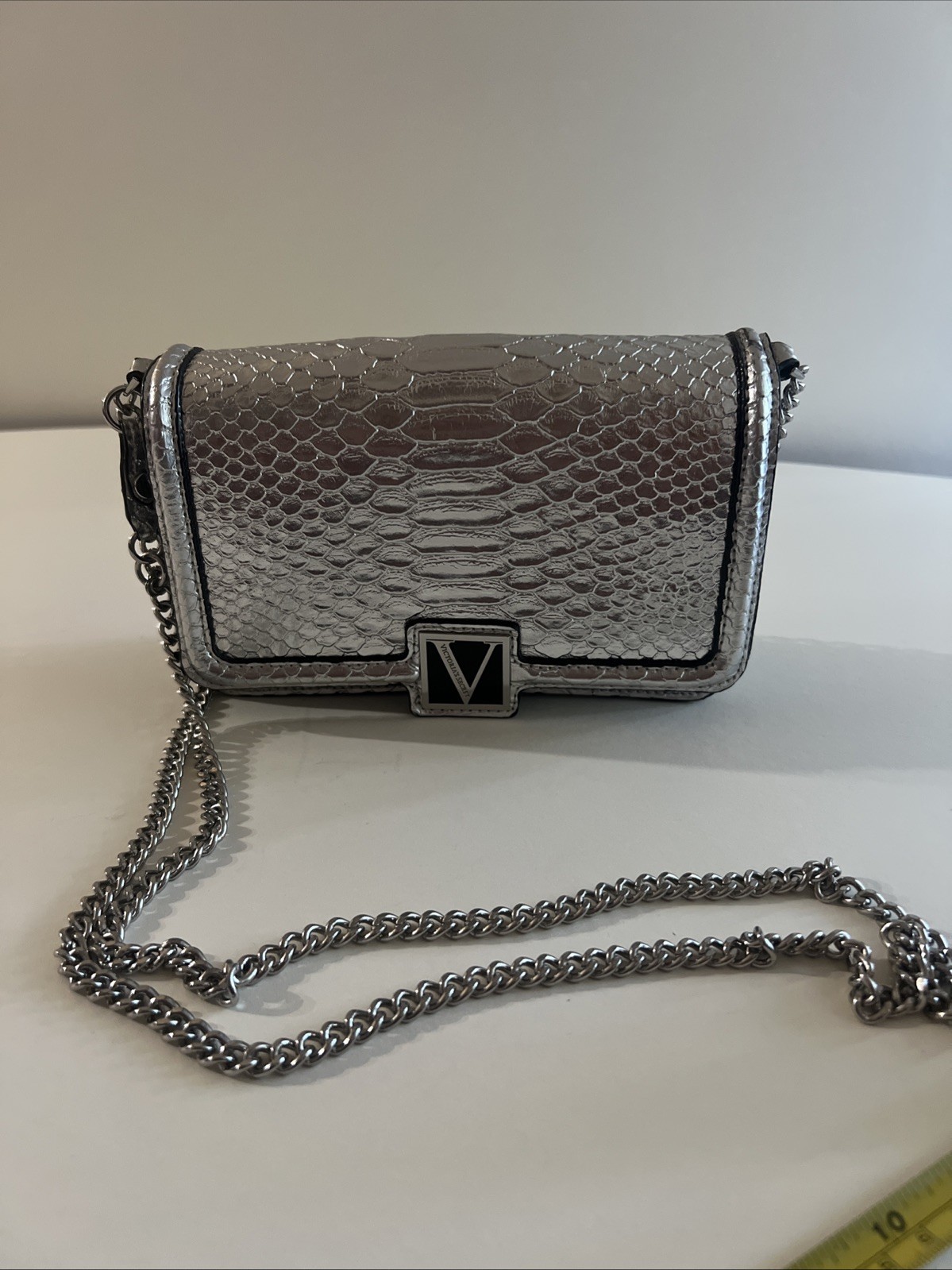 Victoria`s Secret Silver Metallic Python Crossbod… - image 1