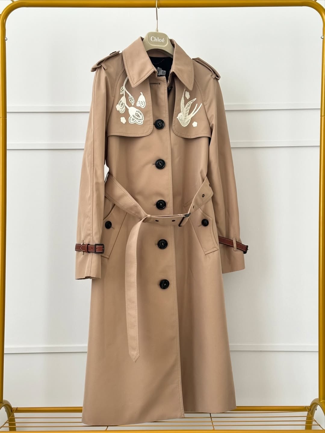 Coach Beige Trench Coat Women’s Size 6 S/M Belted Luxury Cotton Blend thumbnail 9