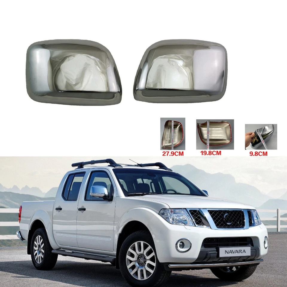 Cubierta de tapa lateral del espejo retrovisor cromada para 07-14 Nissan NAVARA D40 Frontier Foto 2 de 4