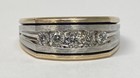 10k Yellow Gold Two Tone IBGoodman Men's Polished Satin & Grooved Diamond Ring — photo 8