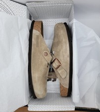 Birkenstock Boston Bs Leather Suede Taupe Color Soft Footbed Regular Wide