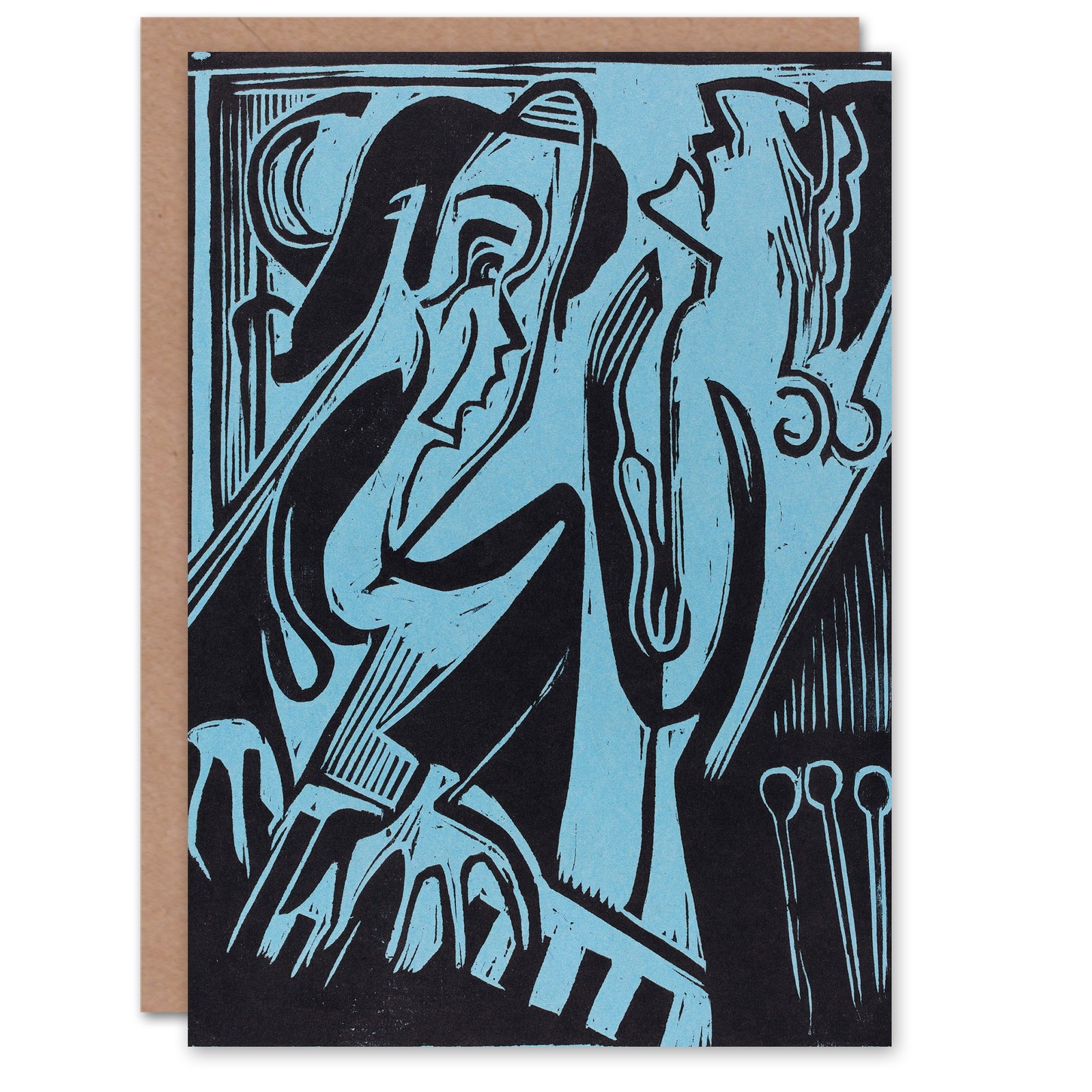 Ernst Ludwig Kirchner Art Card Abstract Pianist and Singer Blank Greeting Card