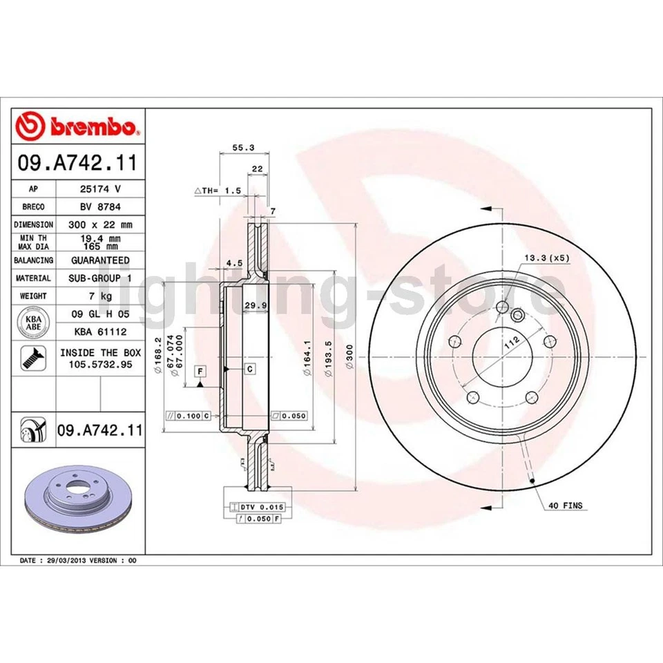Juego de 3 rotores de freno traseros y pastillas de freno para Chrysler Crossfire 3,2 L Foto 4 de 4