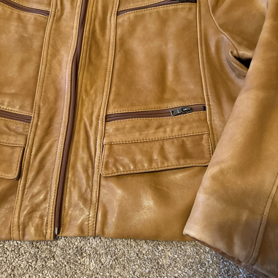 Chaqueta de Colección ENVY Knoles & Carter Marrón 100% Piel de Cordero Italiana Para Mujer Foto 2 de 4