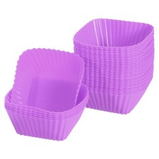 36Pcs Silicone Cupcake Baking Cups 2.8" Square Muffins Liners Purple