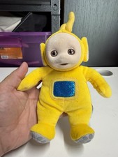 Vintage Laa-Laa Yellow TELETUBBIES 8  Plush Doll by EDEN 1998 Flocked Face