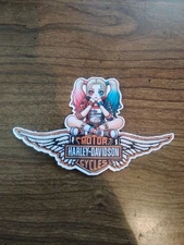 Harley Quinn On Winged Harley-Davidson Vinyl Sticker Decal